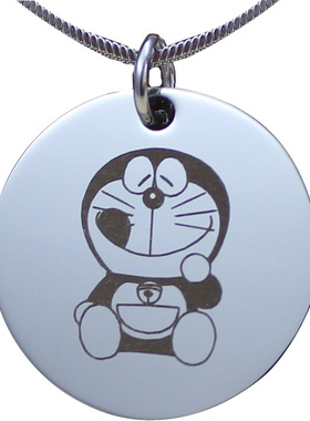 机器猫定制项链钛钢免费刻字情侣