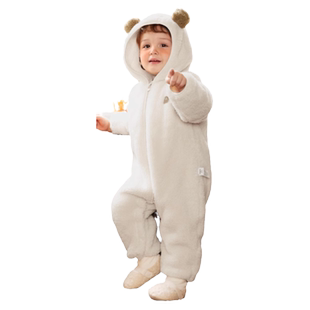 巴拉巴拉婴儿连体衣宝宝加绒爬爬服儿童外出服珊瑚绒冬装新款童装