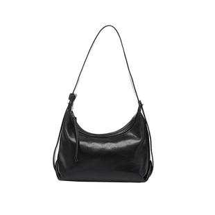 fed 植鞣皮头层牛皮饺子包腋下包单肩斜挎包HOBO包BFA9504