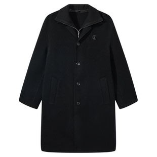 【高级绵羊毛】卡宾假两层双面呢大衣男冬季商务复古长款外套