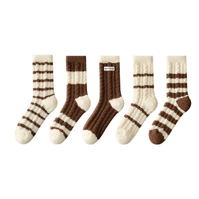 澳绒袜子女款中筒秋冬天加绒加厚