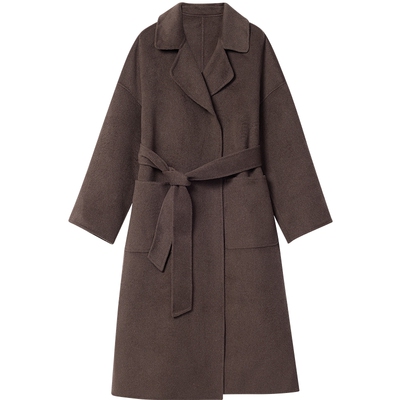 BLUE ERDOS春季新复古百搭宽松羊毛混纺长款双面呢大衣外套女