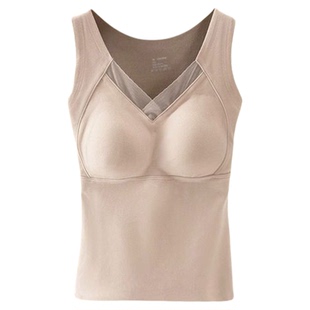 石墨烯保暖背心女发热打底衣无痕保暖磨绒内穿美体衣女一体式胸垫