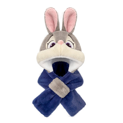 疯狂动物城朱迪毛绒帽子围巾一体