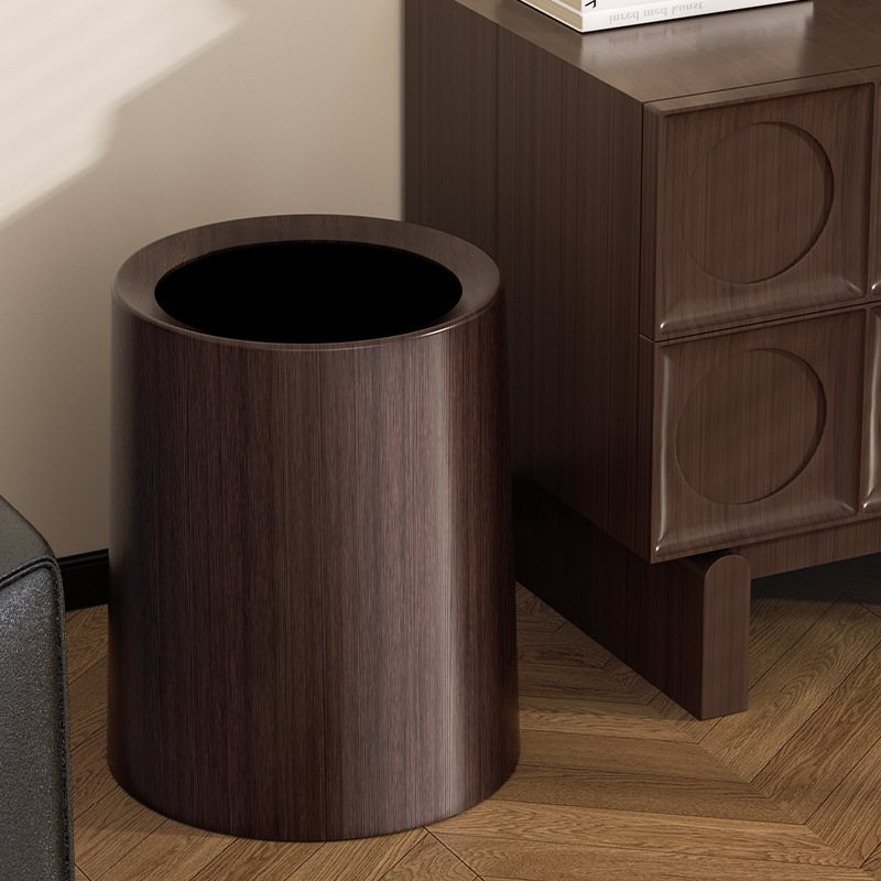 轻奢无盖隐藏垃圾袋式纸篓卧室风锥形浴室分类批发木纹北欧垃圾桶