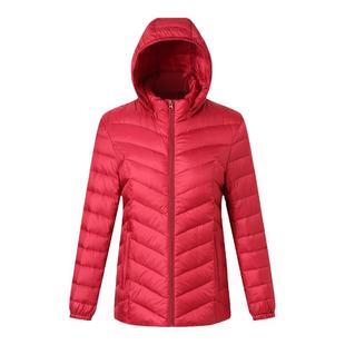 冬季新款雪中飞轻薄羽绒服女装大码保暖中老年人妈妈短款连帽外套