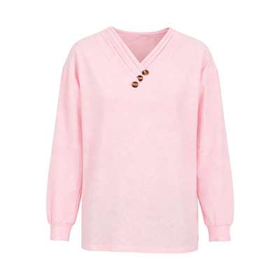 Women V Neck Loose Long Sleeve T-shirt Casual Autumn Blouse