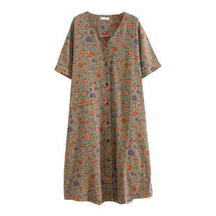 双层纱布睡裙女款大码胖mm夏季薄款棉纱中老年妈妈睡衣全棉200斤