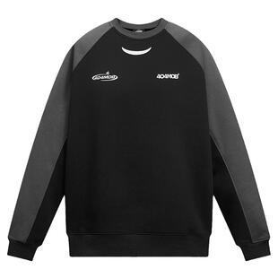 404MOB秋冬美式拼接撞色圆领卫衣加绒加厚休闲插肩袖男女套头上衣