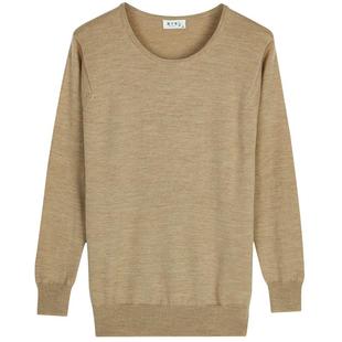 香港品牌鸡仔唛女装圆领可机洗双层19.5微米澳洲美丽诺纯羊毛上衣