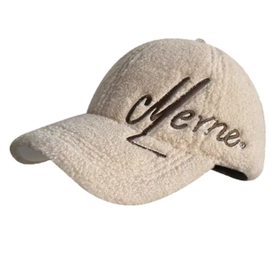 韩版羊羔绒空顶棒球帽子女士冬季保暖时尚显脸小可扎马尾鸭舌帽潮