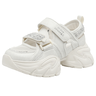 千百度厚底网面镂空夏季老爹鞋