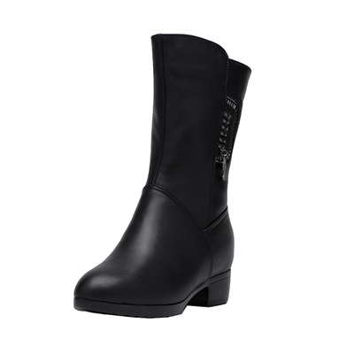 冬季女靴真皮加绒羊毛