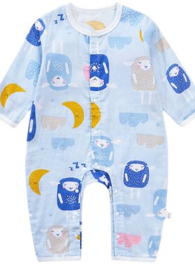 夏季婴幼儿爬服家居长袖连体衣