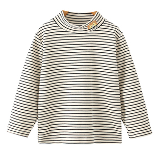ergobag儿童t恤半高领条纹上衣男童女童内衣宝宝打底衫加绒秋冬款