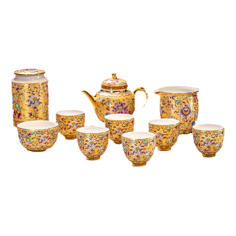 功夫茶具輕奢高檔景德鎮(zhèn)茶壺套裝家用中式陶瓷高端琺瑯彩茶杯送禮