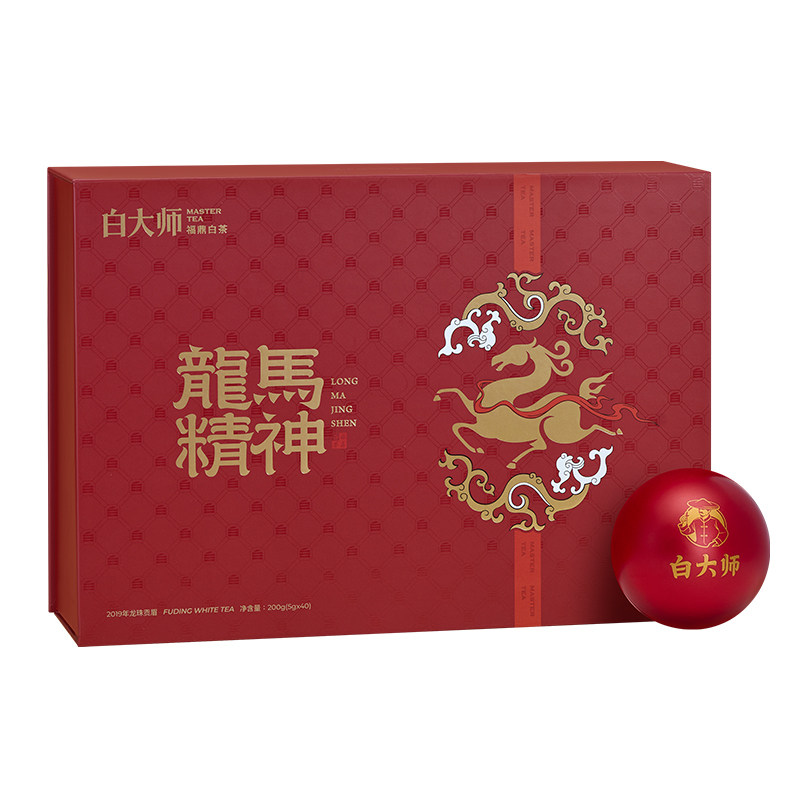 白大师白茶福鼎白茶限定款龙马精神2019贡眉白茶龙珠茶业送礼200g
