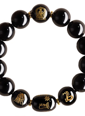 黑曜石手串本命佛手链生肖护身符