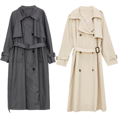 DM100大码中长款慵懒风通勤风衣外套