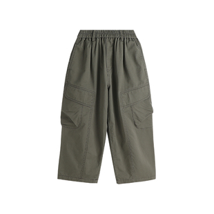 沫沫家定制童装男童裤子春季2026新款儿童裤子高腰直筒工装裤