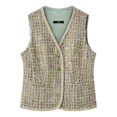 【小香风】Laurel劳芮26春新款绿混色粗花呢短款马甲LWL371B01500