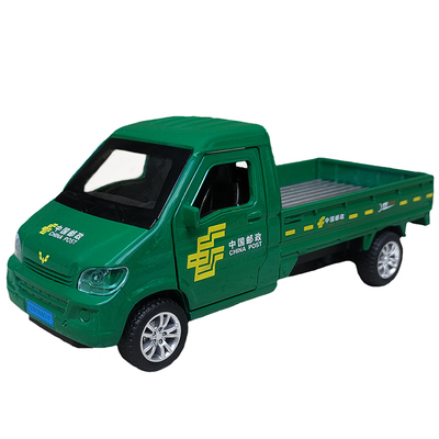 合金快递小货车开门声光回力模型