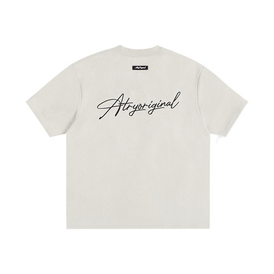 ATRY花体LOGO麂皮短袖T恤