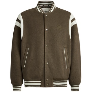 CHINISM丨重磅绣花呢绒棒球服夹克男秋季新款美式PU皮拼接外套