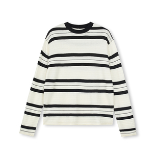 PRE PREWORKS松弛意趣 立体条纹撞色巴素兰羊毛针织衫/打底上衣