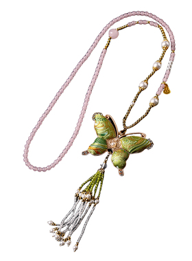 手工宋锦吊坠水晶挂链多色可选