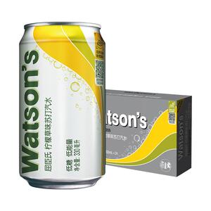 屈臣氏苏打汽水柠檬草味碳酸330ml*24罐