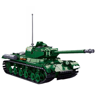 二战重型坦克is2苏联陆军事益智拼装自行反坦克火炮模型玩具积木