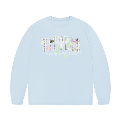 BIPOLAR小香风贴布花长袖T恤女