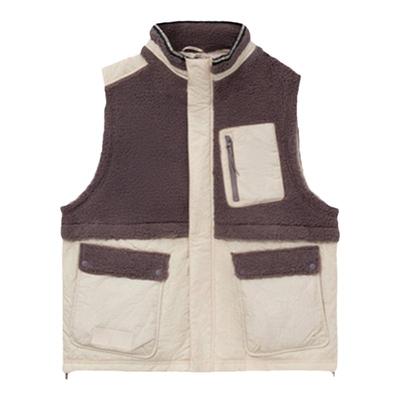 李宁正品冬季篮球运动生活系列男子加绒保暖拼接休闲马甲AMDR079