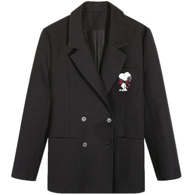 落落狷介黑色西装外套女刺绣