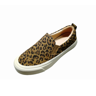 2025春新款英伦乐福鞋女真皮豹纹鞋女厚底休闲一脚蹬懒人单鞋女潮