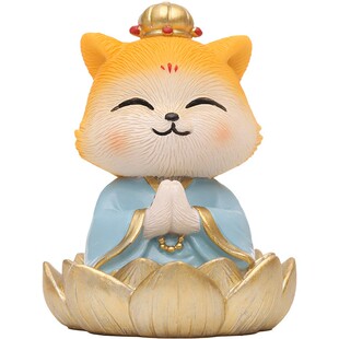 黄大仙守护神桌面禅意摆件可爱黄鼠狼福禄平安办公室工位车载装饰
