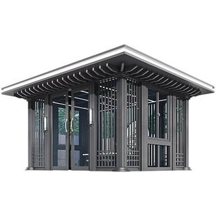 都友铝合金新中式凉亭别墅天台隔热玻璃门窗定制灯带阳光房凉亭