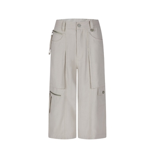 none 超火工装风七分裤女夏薄款2025新款大口袋设计时尚减龄中裤