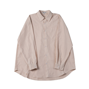 NOEARS粉色竖条纹翻领廓形衬衫男宽松日系cityboy慵懒风衬衣复古