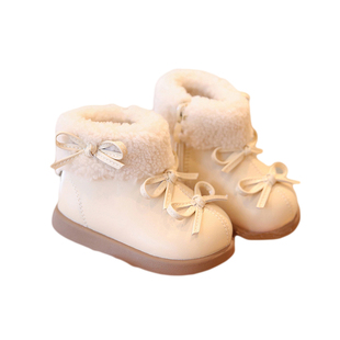女宝宝加绒保暖短靴冬季新款婴幼儿软底学步棉鞋女小童公主小皮靴