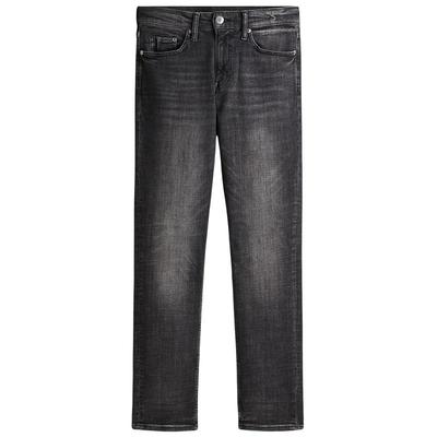 HM男装牛仔裤冬季合身休闲通勤棉质直筒长裤1024711