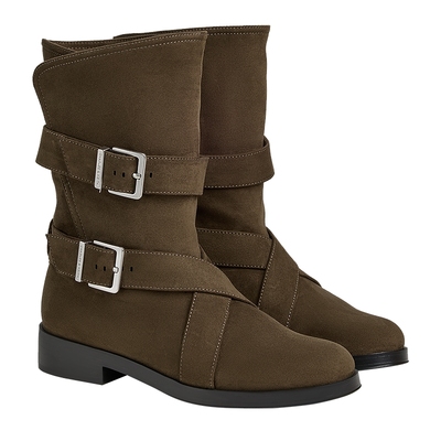 CHARLES&KEITH25秋新款CK1-90580215平底仿麂皮可翻折短靴堆堆靴