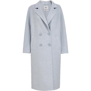 ONLY2025冬季新款山羊绒绵羊毛双面呢外套翻领中长款毛呢大衣女