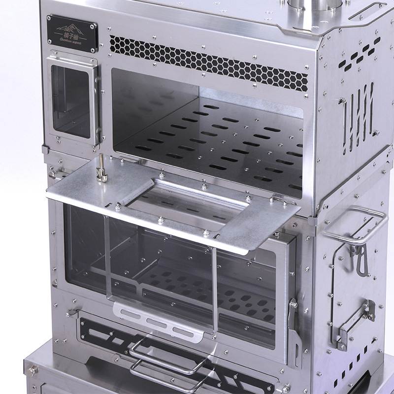 橘子柚【寂静者】户外露营不锈钢柴火炉便携取暖炉野餐带烤箱一套