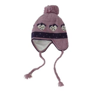 费尔岛风小草莓图案针织毛线毛球加绒保暖护耳飞行员雷锋帽 包邮