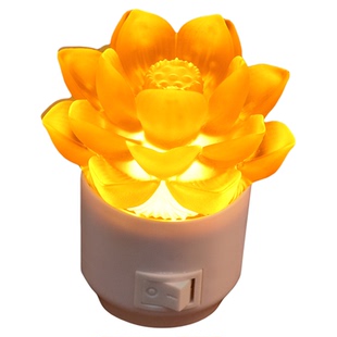 黄光小夜灯琉璃灯插电莲花灯卫生间采光灯LED床头灯带开关夜光灯