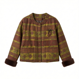 2025年高端时尚冬季保暖白鹅绒香云纱羽绒服外套年轻妈妈女装新款