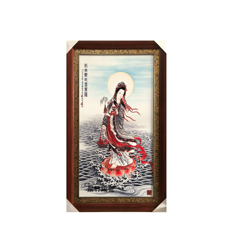 陶瓷手绘观音菩萨客厅装饰画