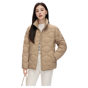 鸭鸭短款轻薄羽绒服女冬2023新款立领薄款火山岩自发热保暖外套G
